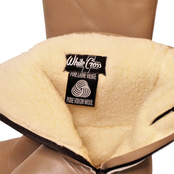 Vintage 80's / 90's Beige White Cross Leather Lined Women dressy Booth Size 8 - Picture 8 of 12